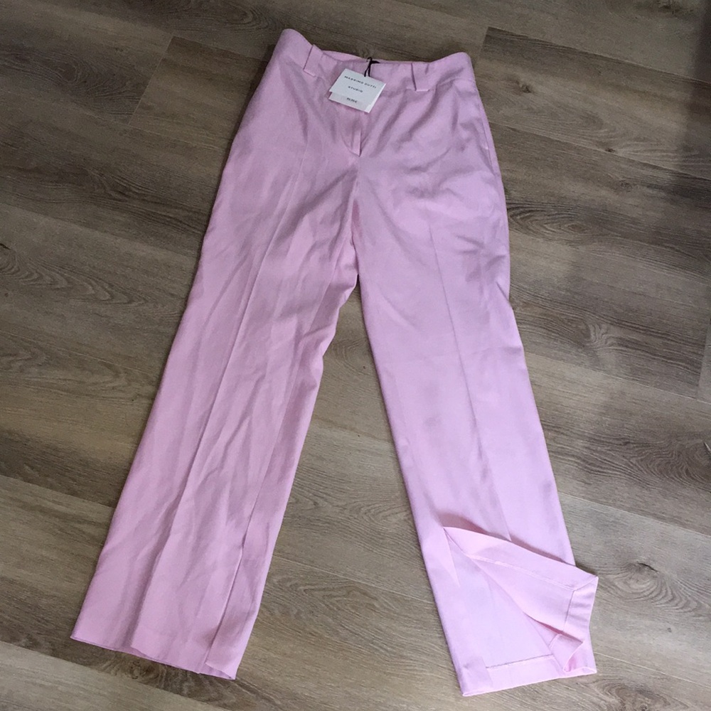 MASSIMO DUTTI STUDIO NWT WOOL & COTTON HIGH WAIST SLIT ANKLE STRUCTURED PANTS - Picture 4 of 12